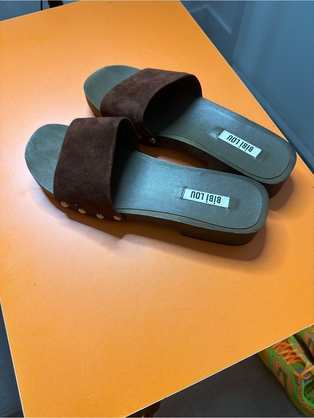 Bibi Lou Brown Suede Slide Mules